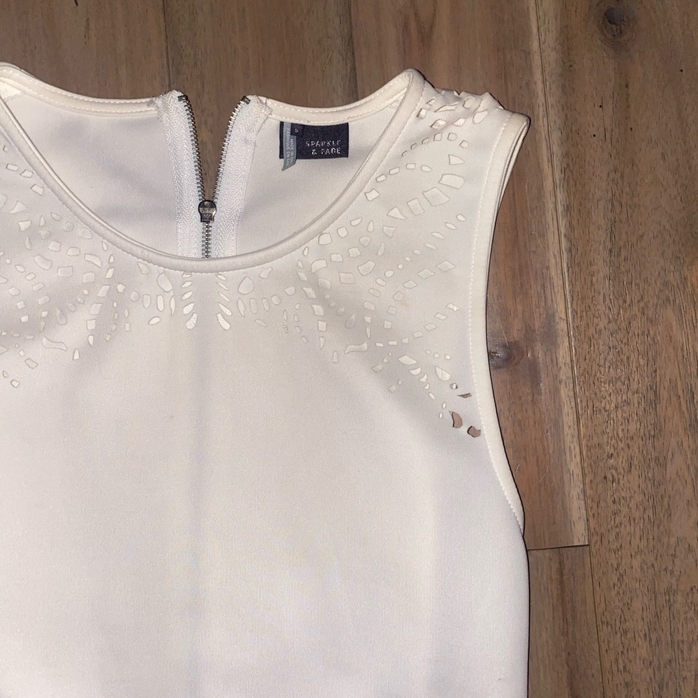 Sparkle & Fade Ivory Cutout Sleeveless Top